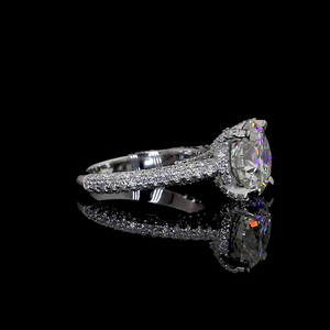 Anillo de diamante de laboratorio de chispa redonda Halo oculto Pave Band 14K 18K Oro - Product Image 2