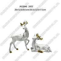Ornamen Natal Resin patung rusa kecil dekorasi keluarga rusa pribadi