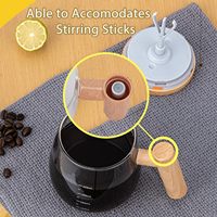 Échelle de capacité 400ml Automatique Portable Électrique Café Thé Lait Cacao Mélangeur Tasse Magnétique Auto Conception En Bois Verre Remuer Tasse