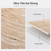 Panneau de travertin en pierre naturelle flexible de 1 mm, feuilles ultra-minces, placage de marbre
