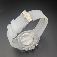 Pièces de montre modifiées, boîtier en acier inoxydable noir de 39 mm, chronographe, boucle à ardillon, bracelet en caoutchouc, compatible avec le mouvement à quartz VK63