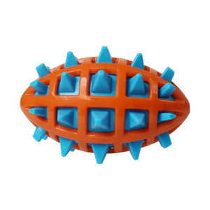 Spiked Rugby Ball Tpr Dog <b>Toy</b> With <b>Squeaker</b> Teeth Cleaning For Large Dogs Interactive Play Geometric Pattern - Product Image 2