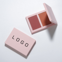 Palette de maquillage vegan 2 couleurs DIY : illuminateur, bronzer et blush en poudre pour le visage, format carré, et palette de contour vegan
