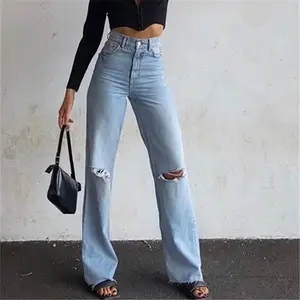 Celana Jeans Wanita Kasual, Celana Jins Denim Wanita, Celana Wanita Kasual, Celana Lurus, Celana Pantalones De Mezclilla De Mujer