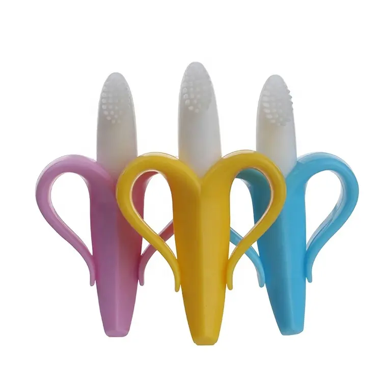 Gros fruits banane bébé brosse à dents dentition jouet pour enfants bébé jouet de dentition silicone bébé dentition