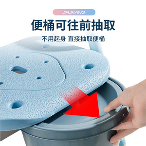 <b>Folding</b> <b>Commode</b> Chair With Bucket For Elderly And Pregnant Women Bathroom Use Adjustable Height Shower Seat - Product Image 2