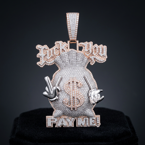 Bijoux KIVORA : Pendentif Sac d'Argent Hip Hop Personnalisé, Design Logo 3D, Argent 925, Moissanite, Unisexe, pour Fêtes - Product Image 1