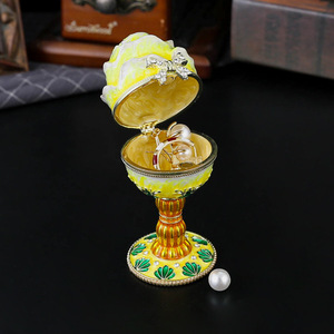 Nouvel Œuf de Pâques exquis en forme de lotus, en métal émaillé, œuf <span class=keywords><strong>Fabergé</strong></span> pour cadeaux - Product Image 6