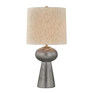 Gray Textured Hourglass Ceramic Modern Industrial Table Lamp | Bold Statement Lighting for Hotel Feature Space & Office - Product Image 1