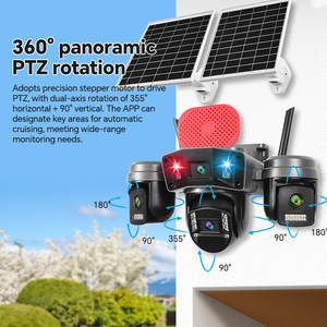 Caméra de sécurité Rscamtom à quatre objectifs, 24/7, AOV PTZ, batterie solaire, 4G Sim, enregistrement 24 heures, WIFI, IP66, sans fil, audio bidirectionnel, CCTV - Product Image 3