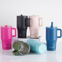 Gobelets isothermes en acier inoxydable de 20 oz avec logo personnalisé, anti-fuite, isolation sous vide, paille rabattable et poignée, pour la rentrée scolaire, maintien thermique 6-12 heures, vente en gros