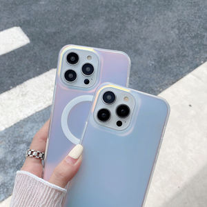 Luxe dégradé Laser Rinabow pare-chocs dur PC pour étui de téléphone portable magnétique clair pour <span class=keywords><strong>iPhone</strong></span> <span class=keywords><strong>12</strong></span> 13 14 15 Pro Max - Product Image 6