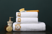 Ensemble de serviettes de bain de luxe modernes pour hôtel 5 étoiles, écologiques, bio, spa, durables, avec logo brodé, en coton doux, confortables, blanches, idéales comme cadeau