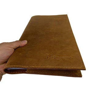 מותאם אישית העליון cowhide תפריט עור cowhide עם כיסים נכנס מחזיק דפים פנימיים - Product Image 3