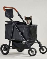 Poussette pour animaux de compagnie, échantillon gratuit, pour chiens jusqu'à 66 lbs, poignée réglable, capote 180°, 4 roues pour chiens et chats de taille moyenne/grande