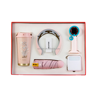 Ensemble cadeau d'entreprise haut de gamme ZMHQ avec logo personnalisé, comprenant un masseur cervical, un ventilateur turbo, un gobelet isotherme, un parapluie et une batterie externe