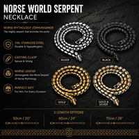 Collar de Serpiente del Mundo Nórdico en Acero Inoxidable 316L, Cadena de Serpiente de Mitología Nórdica, Joyería Gótica de Estilo Vikingo para Hombre