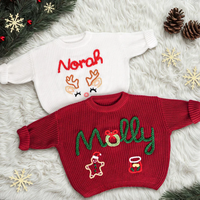Suéteres Personalizados con Nombre para Mamá e Hija, Bordado a Mano, Sudadera de Punto para Mamá y Mini