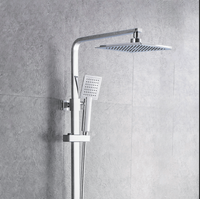 Juego de ducha termostática cromado, sistema de ducha de lluvia de cobre para baño, barra deslizante, manija de aleación de zinc, chorro de masaje montado en la pared