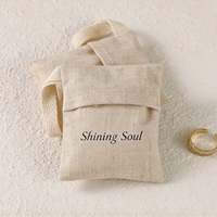 Pochette à bijoux en coton et lin écologique avec logo personnalisé, sac parfumé respirant, sac cadeau portable en lin pour bague et boucles d'oreilles