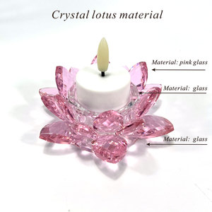 pink Crystal Lotus <strong>Tealight</strong> Candle <strong>Holder</strong> HT-1820 for Home Wedding Valentine's Day Decoration Green Crystal Votive Candlestick - Product Image 3