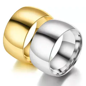 12มม. แหวนสแตนเลสโค้งด้านในและด้านนอกแหวนเครื่องประดับเหล็กไทเทเนียมสำหรับผู้ชายและผู้หญิง