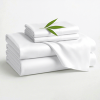 Parure de lit 4 pièces en fibre de bambou 100 % King Size – Drap plat soyeux et rafraîchissant, drap-housse respirant et léger, taies d'oreiller