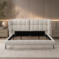 Lit capitonné moderne en velours de style italien minimaliste, lit rembourré moelleux pour chambre principale, lit de luxe en tissu