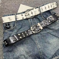 Nouvelle ceinture en cuir PU de haute qualité, style punk clouté noir brillant, tendance hip-hop américaine, pour hommes, mode unique, vente en gros en stock