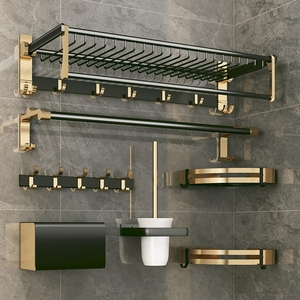 Juego de toallero de baño de diseño moderno, estante de toalla colgante de aluminio y acrílico con espacio mate, estantes de baño montados en la esquina - Product Image 1