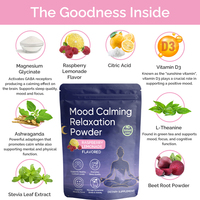 Poudre de Relaxation Calmante d'Humeur de Limonade de Framboise avec L-Théanine Ashwagandha Équilibre Hormones Améliore le Sommeil Boisson en Poudre Calme