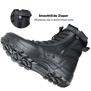 Stivali <span class=keywords><strong>tattici</strong></span> resistenti da <span class=keywords><strong>uomo</strong></span> in pelle impermeabile con stivali neri Anti-Skip in promozione - Product Image 3
