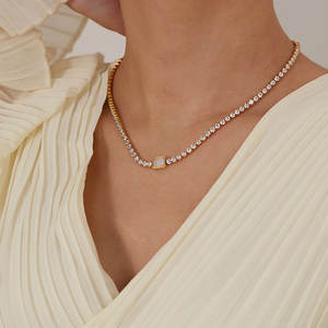 Collar de moda con colgante de acero inoxidable 316L personalizado, chapado en oro PVD de 14K y 18K, joyería fina, collar tipo tenis para mujer - Product Image 5