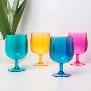 9OZ Colored Food Grade Thickened Small Acrylic Red <b>Wine</b> Glass <b>Goblet</b> - Product Image 1