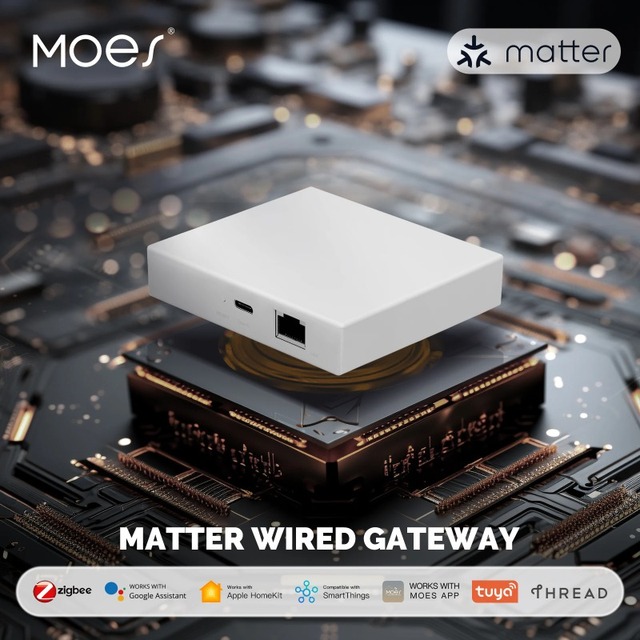 Moes Tuya Zigbee Matter Thread Gateway Smart Home Hub with Voice Control Homekit Smartthings Google Alexa Type-C Power