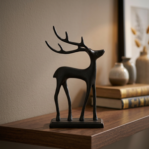 Black Aluminum <b>Reindeer</b> <b>Christmas</b> Ornament Deer Sculpture Tabletop Holiday Home Decor - Product Image 2