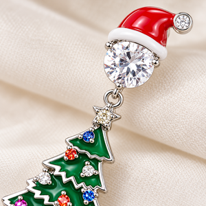 Orecchini pendenti con Babbo Natale e albero di Natale per donna, gioielli smaltati, regalo per le feste - Product Image 4