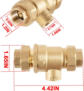 Vanne de retenue double en laiton de 3/4 pouce, <span class=keywords><strong>anti</strong></span>-contamination avec évent atmosphérique pour les systèmes de plomberie des bâtiments municipaux et de l'<span class=keywords><strong>eau</strong></span> <span class=keywords><strong>potable</strong></span> - Product Image 5