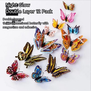 Luminoso doppio strato alta simulazione nuovo 3D stereoscopico farfalla adesivo magnetico PVC 12 pz/set adesivo <span class=keywords><strong>da</strong></span> parete - Product Image 6