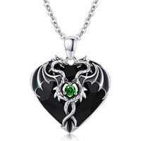 Pedido Mínimo 2 - Collar con Colgante de Doble Dragón y Corazón Negro, Superventas, para Hombre y Mujer, Accesorios de Joyería de Moda, Opción de Regalo