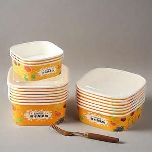 Couvercle carré en papier kraft jetable personnalisé grande capacité pour salades, sushis, snacks, commerces alimentaires, hôtels, fêtes - Product Image 2