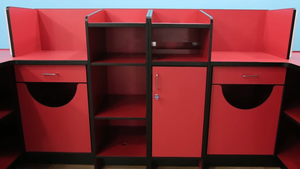 Yiree, diseño personalizado, madera ignífuga, cajero rojo, mostrador de recepción de hotel de lujo, recepción para supermercados - Product Image 2