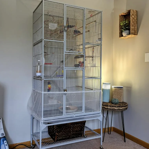 OEM ODM Vente en gros Cage à oiseaux extra <span class=keywords><strong>large</strong></span> de 69 pouces Cage à perroquet en métal pour animaux de compagnie avec support mobile et roues - Product Image 3