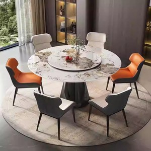 <span class=keywords><strong>Table</strong></span> à manger <span class=keywords><strong>ronde</strong></span> moderne de luxe léger <span class=keywords><strong>pour</strong></span> huit personnes, <span class=keywords><strong>plateau</strong></span> en pierre avec <span class=keywords><strong>plateau</strong></span> <span class=keywords><strong>tournant</strong></span> <span class=keywords><strong>pour</strong></span> les petits espaces - Product Image 4