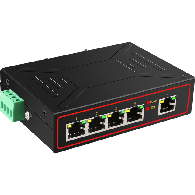 5 Port 10/100/1000M Industrial Switch Hub with Metal Case Rail Din Installation OEM Support