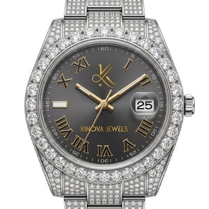 Round 41 MM Folding Clasp with <b>Safety</b> Moissanite Glass Stainless Steel Simple Antique Luxury Fashion Wrist Watch - Product Image 1