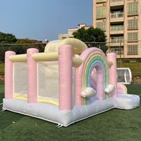 Maison gonflable de rebond d'arc-en-ciel pastel de qualité commerciale d'enfants sautant la maison pleine d'entrain de videur de château avec la glissière