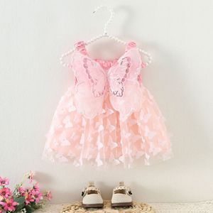 Vestido de tutú de hada para niñas con diseño de alas de mariposa 3D en la espalda, tirantes finos, tul verde, vestido de princesa para fiesta - Product Image 5