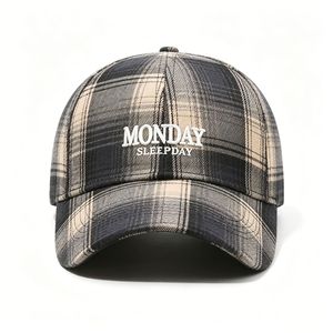 Cappellino da Baseball alla Moda a Quadri con Ricamo di Lettere - Cappello Casual da Esterno per Protezione Solare - Product Image 3