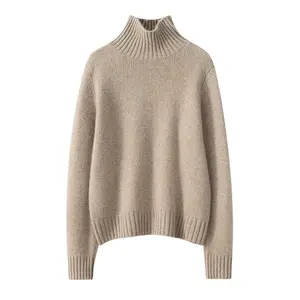 Rib knitting turtleneck thick warm sweater women cashmere sweater cashmere jumper